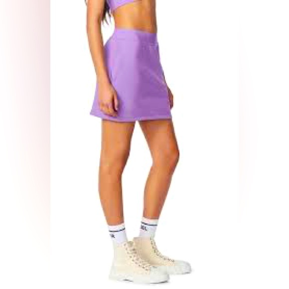 HERVE LEGER  COTTON KNIT LOGO SKIRT IN WISTERIA SIZE S NWT💜 - Picture 4 of 14